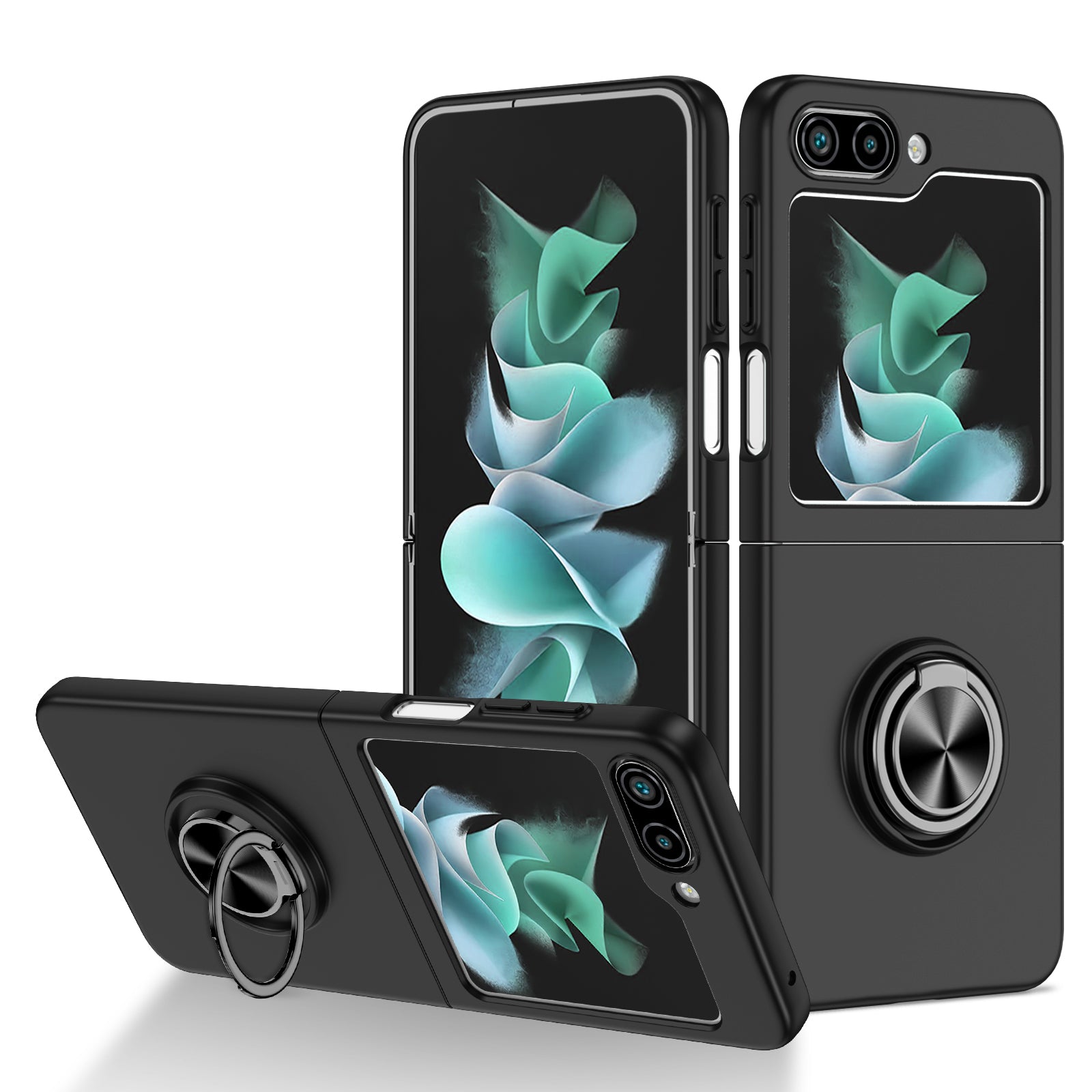 For Samsung Galaxy Z Flip5 5G Hard PC Phone Case Ring Kickstand Cover Support Magnetic Car Mount For Samsung Galaxy Z Flip5 5G Hard PC Phone Case Ring Kickstand Cover Support Magnetic Car Mount